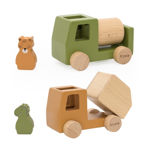 Ensemble de véhicules de construction en bois all animals 