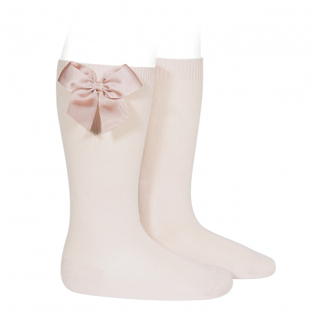 Kniekousen met strik pale pink
