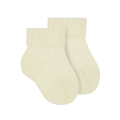 Kousen met dubbelgevouwen boord cream 