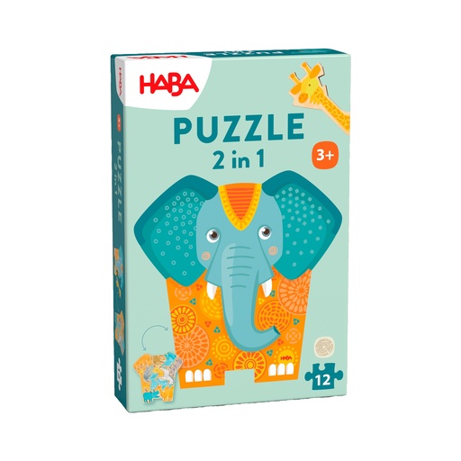 Puzzle en bois 2 en 1 - Eléphant  
