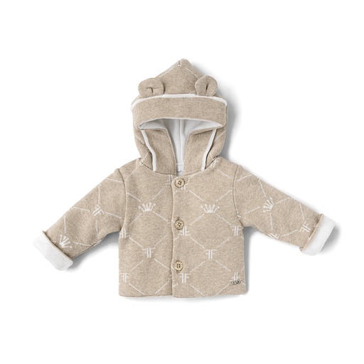 Knitted jacket with hood Signature white-beige