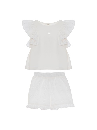 Set met top en short ecru