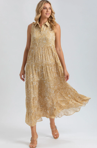 Jurk Clara sand fine lines 