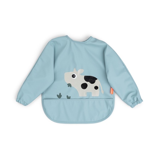 Sleeved bib Tiny farm blue 