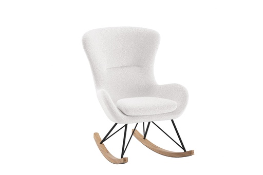 Rocking chair Rocky boucle wit 