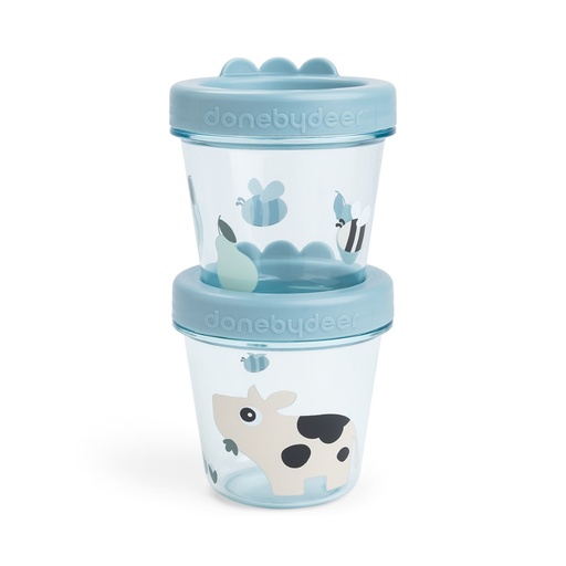 Bewaarpotjes babyvoeding (2 stuks) Tiny farm blue 