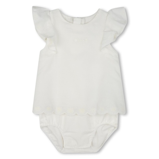 Setje met short en tuniek gebroken wit
