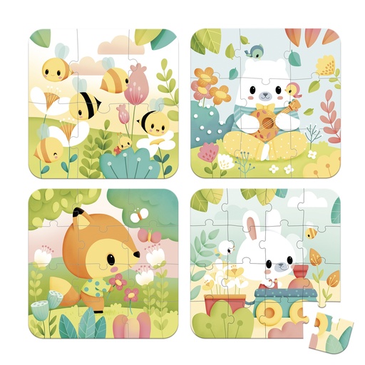 4 puzzels (6-9-12-16 stuks) - Puur