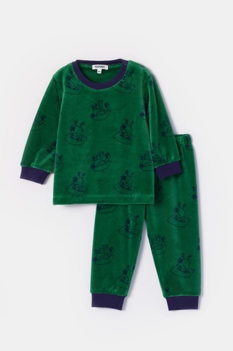 Pyjama groene duivenprint 