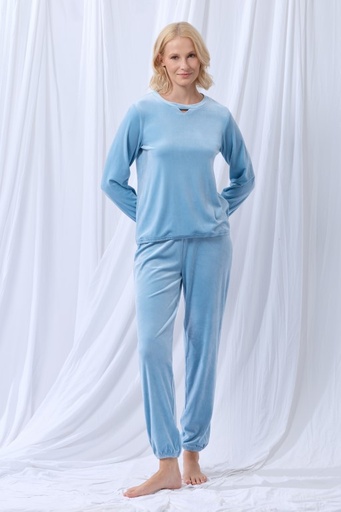 Sweater en broek fijn streepje blauw 