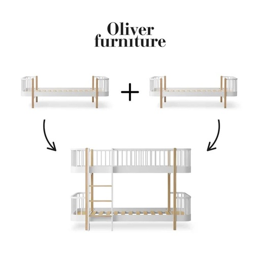 Conversion kit 2 Original beds to low bunk bed white-oak 