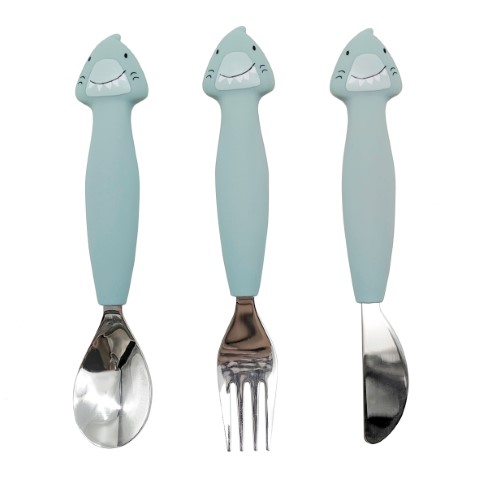 Eetset silicone 3 stuks mr. shark