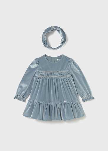 Velvet babyjurk met hoofdband Blue bell 