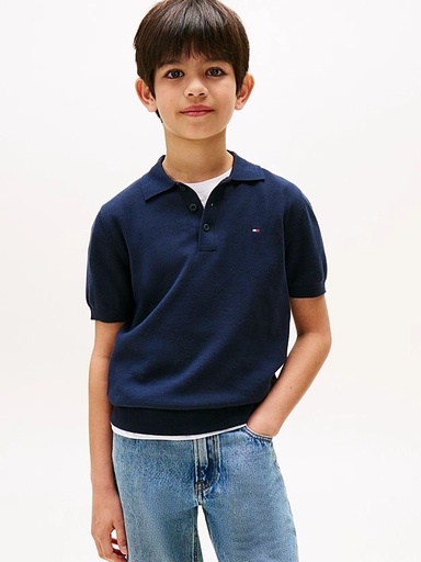 Polo sweater met korte mouwen dark night navy 