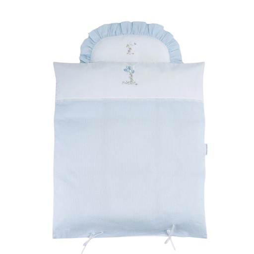 Donsovertrek wieg 80x70cm + sloop (Blue Garden Party) Light blue 