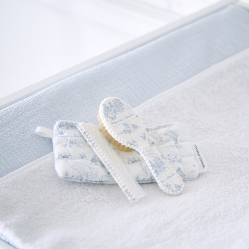 Brush and comb + pouch - printed + pouch Light blue