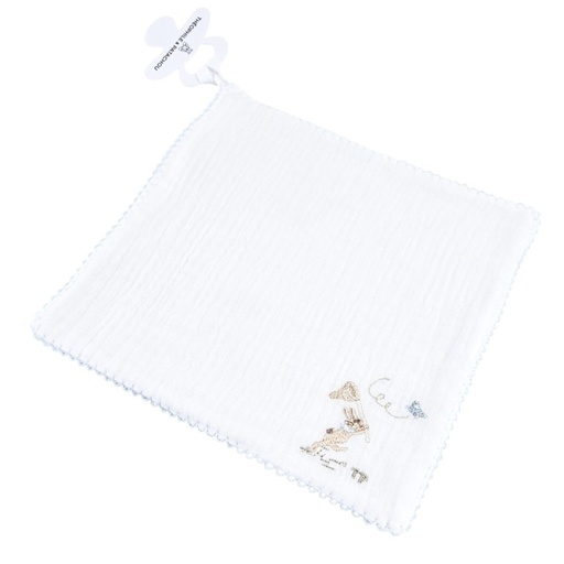 Porte-tétine carré tétra Blanc/bleu clair