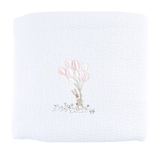 Doopdeken jersey (100x135cm) Pink Garden Party White/pink 