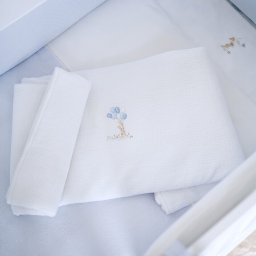 Doopdeken jersey (100x135cm) Blue Garden Party White/light blue 