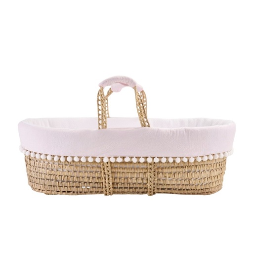 Rieten reiswieg + aankleding Pink Garden Party 