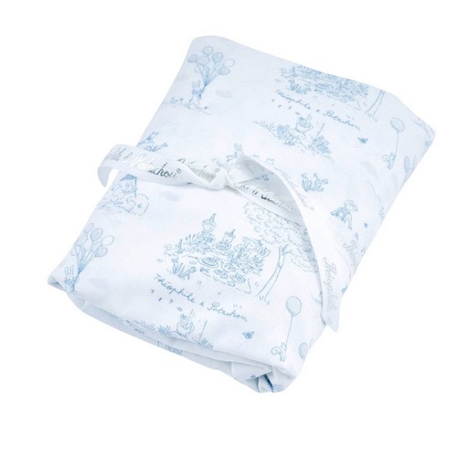 Fitted sheet carrycot light blue printed