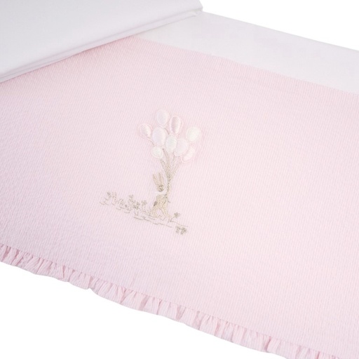 Lampekap groot geborduurd (Blue Garden Party) Pink 
