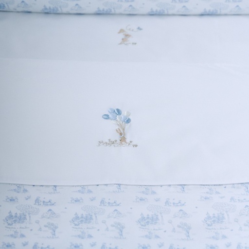 Donsovertrek bed (100x135cm) en sloop Blue Garden Party Light blue printed 