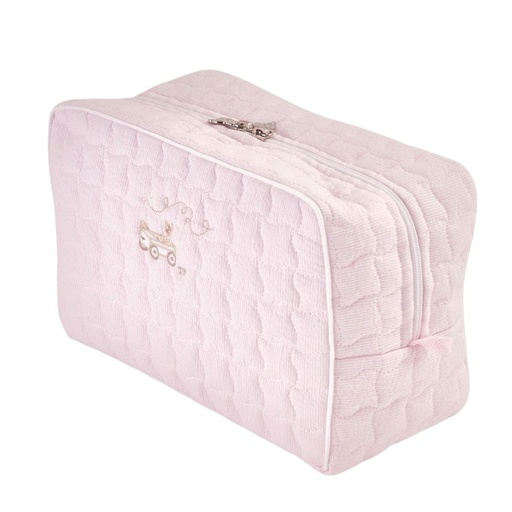 Rechthoekig toilettas – gewatteerd gedrukt (Pink Garden Party) Pink 