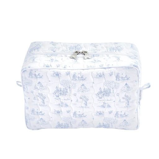 Rechthoekig toilettas – gewatteerd (Pink Garden Party) Light blue printed 