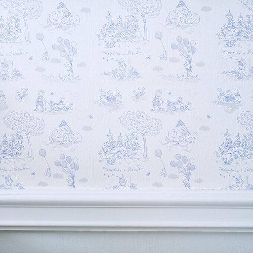 Behangpapier Light blue printed 