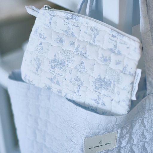 Toilettas klein, gewatteerd Light blue printed 