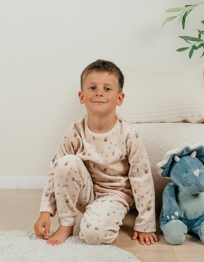 Pyjamaset met olifantenprint in fluweel - jungle Roos 