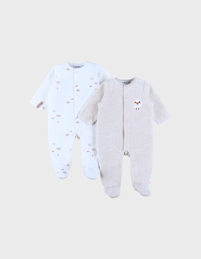 Kruippakje in fluweel (2 stucks) - fluffy Ecru / Beige 
