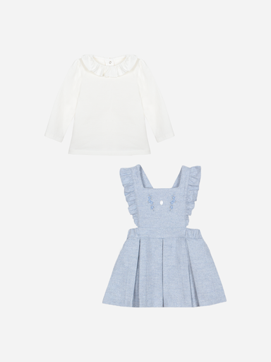 Set met salopetjurk en t-shirt melange blue 