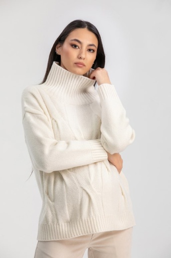 Oversized maternity jumper in soft wool blend Bormio cream white 
