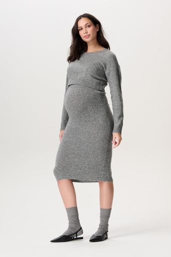Zwangerschapsrok Otta met lurex – over de buik light grey melange 