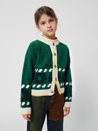 Cardigan Kaleidoscope jacquard green 