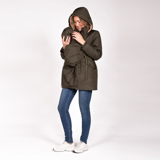 Zwangerschapswinterjas 3 in 1 olive 