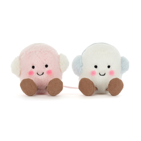 Knuffel toastie roze en witte marshmallows  