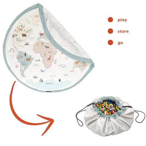 Opbergzak en speelmat Noomad Original dubbelzijdig wereldkaart 