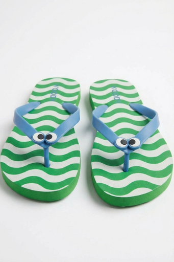 Teenslippers groene streep 