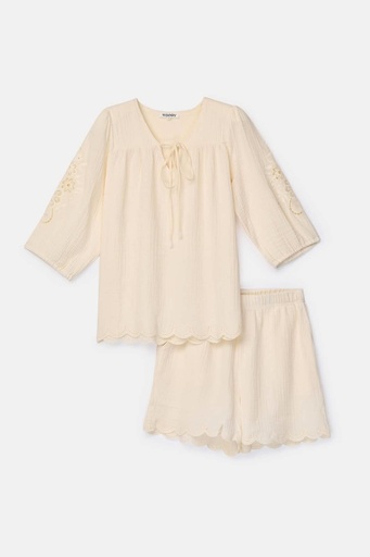 Pyjama shorts set Licht Beige 