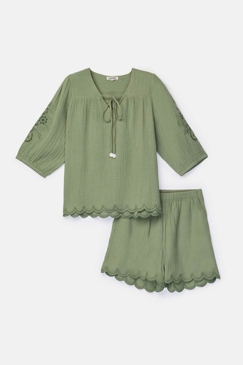 Ensemble pyjama short Kaki Groen 
