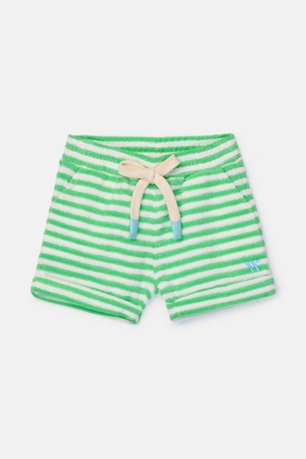 Strandshort halflang groene streep 