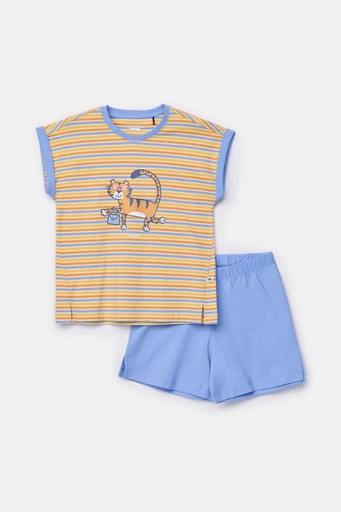 Pyjamashortset Geel Gestreept 