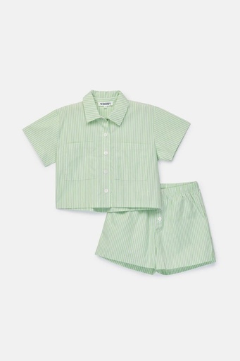 Pyjamashortset Groene Verticale Streep 