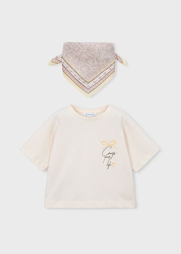 T-shirt met korte mouwen met bandana set Beige Bone 