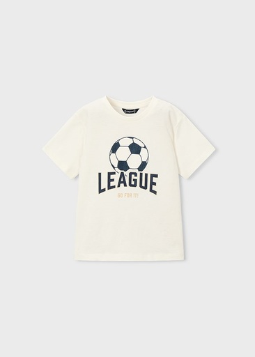 T-shirt korte mouwen met "league" applicatie cream 