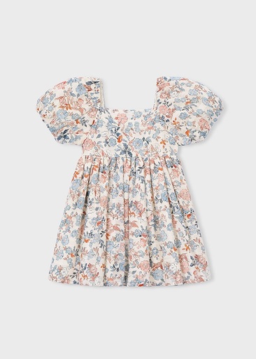 Jurk met bloemen print salmon 