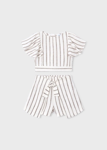 Skort gestreept set beige 
